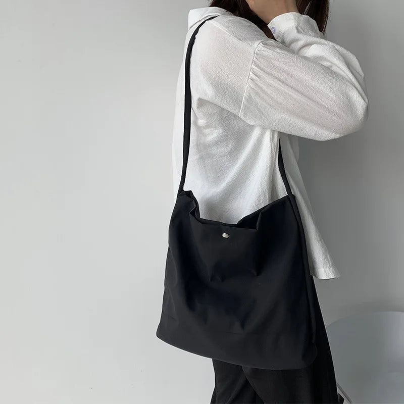 Nylon Canvas Shoulder Bag for Women Eco Shopping Tote Handbag