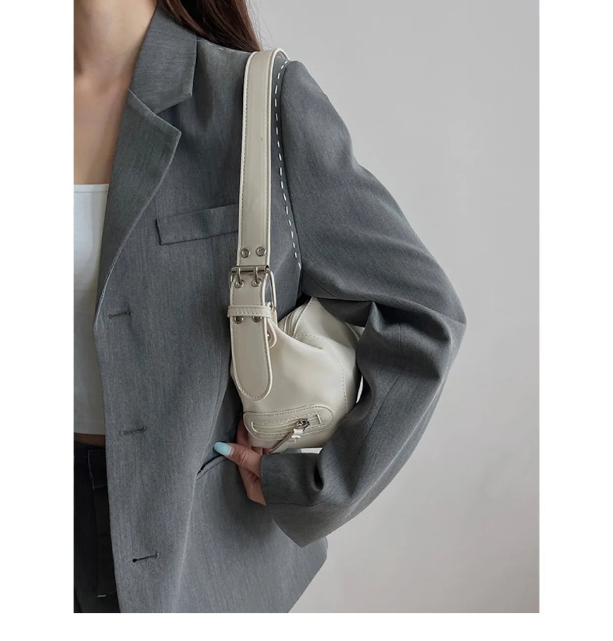 Retro Women Tote Bag Dumplings Style Office Ladies Shoulder Bag