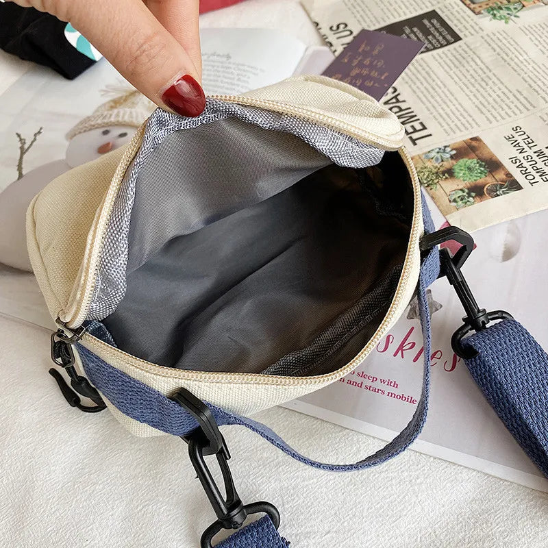 Canvas Messenger Bag Preppy Style Student Tote Shoulder Purse