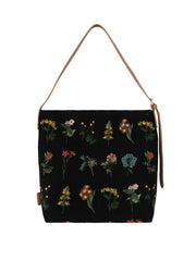 Velvet Flower Printed Tote Messenger Bag Large Capacity Handbag