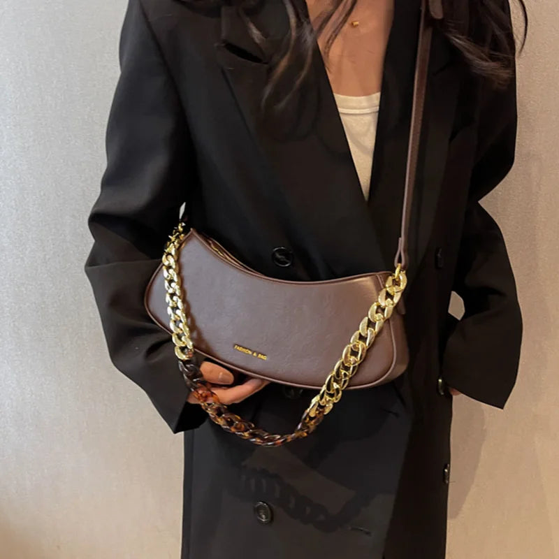 Vintage Acrylic Chain Underarm Bag Party Clutch Shoulder Messenger Bag