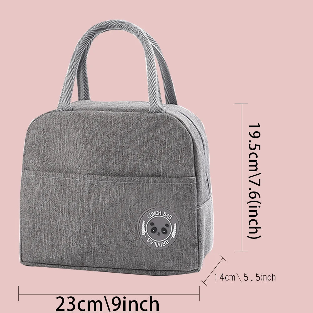 Women Insulated Thermal Lunch Bag Handbags LunchBox Cooler Organizer Canvas Tote