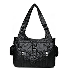 Soft Large Capacity Leather Tote Bags High Female Shoulder Bags