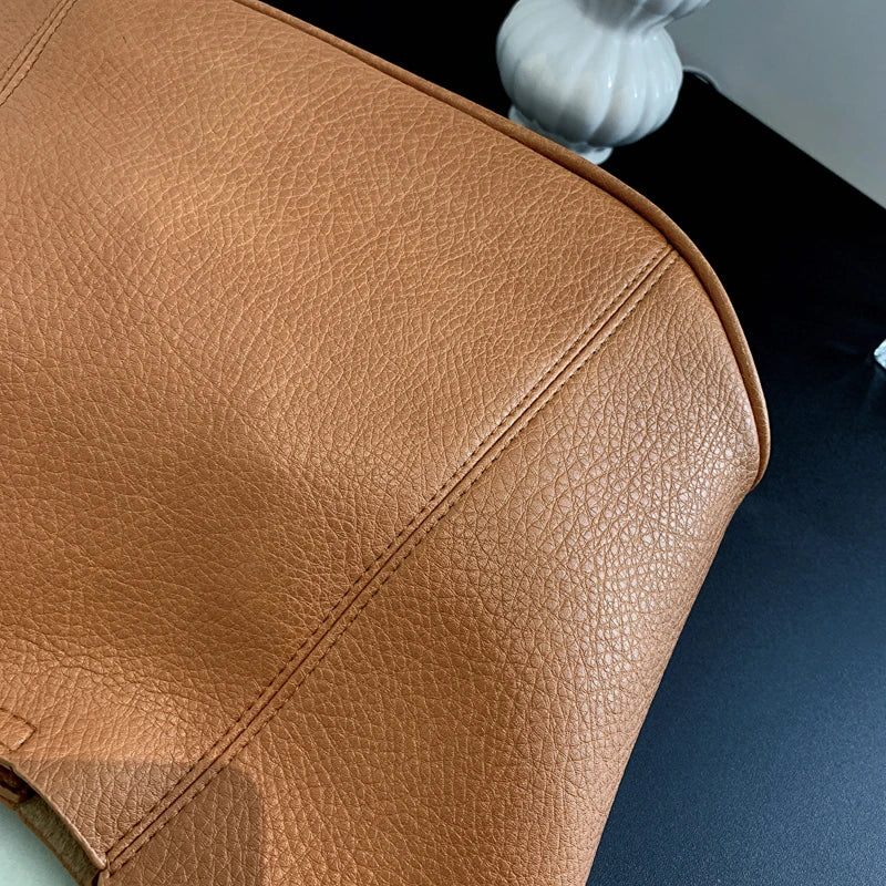 Women Shoulder Bags Casual PU Leather Daily Bucket Soft Surface Big Pockets Mult