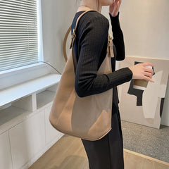 Women Shoulder Bags Casual PU Leather Daily Bucket Soft Surface Big Pockets Mult