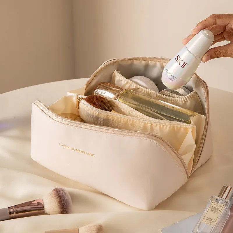 Large Travel Cosmetic Bag PU Pillow Bag Toiletry Bags
