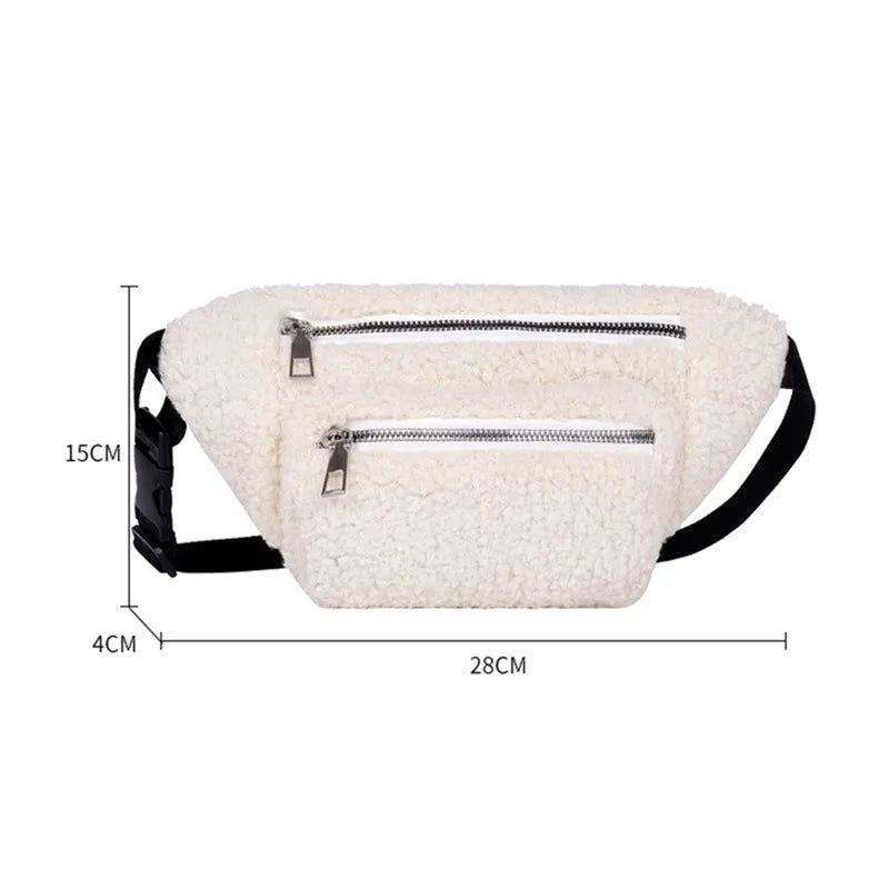 Plush Women's Waist Bag Solid Shoulder Crossbody Chest Bag