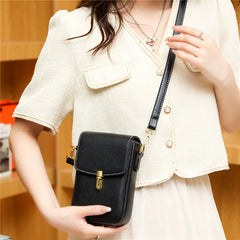 Cowhide Leather Mini Messenger Bag Women Hangbag Purse Girls Phone Bag