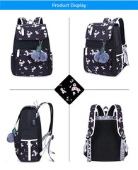 Girls Laptop Backpack USB School Bag Cat Backpack