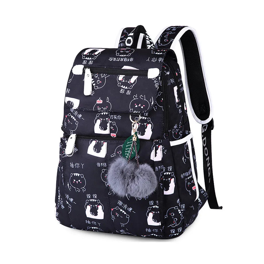 Girls Laptop Backpack USB School Bag Cat Backpack