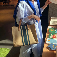 Vintage Striped Tote Bag for Women