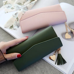 Gray Red Long Section Clutch Wallet Soft PU Leather Money Bag