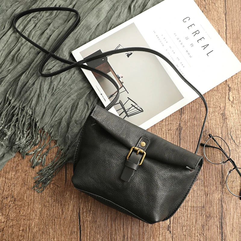 Retro Phone Bag for Girls Soft Leather Messenger Bag
