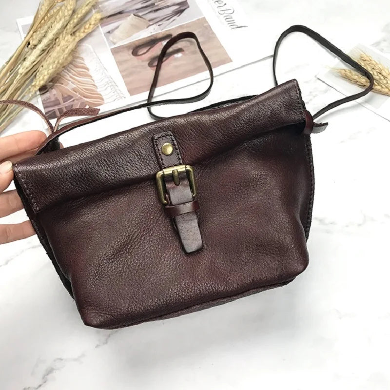 Retro Phone Bag for Girls Soft Leather Messenger Bag
