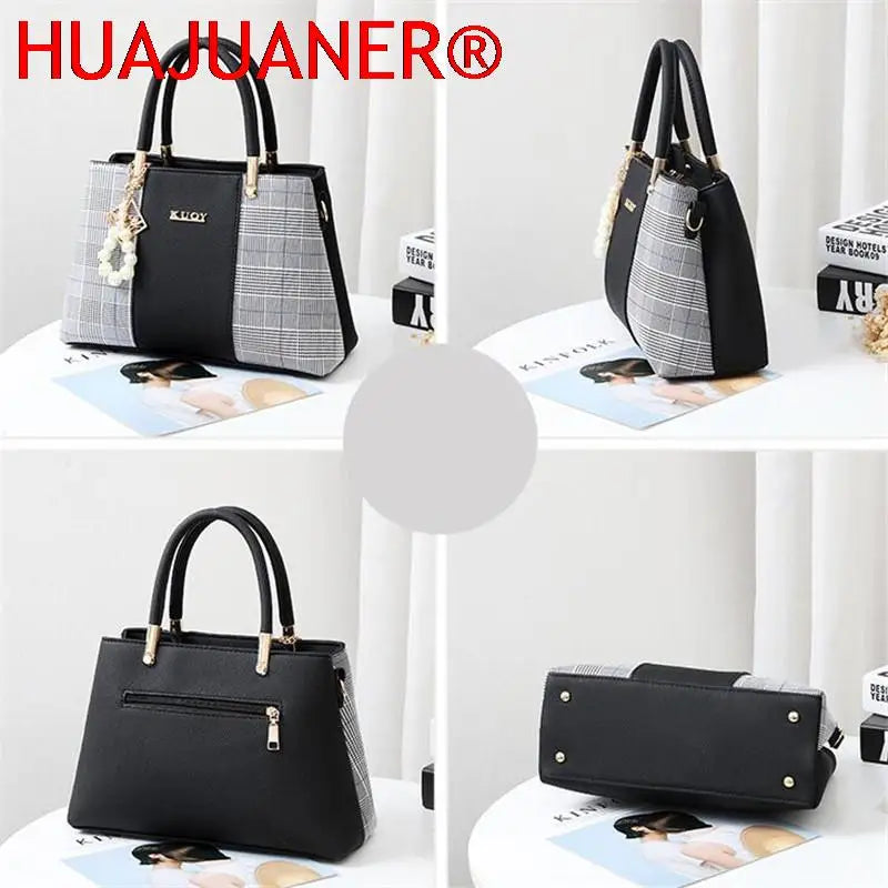 Top-handle splicing Bags Women Shoulder Bag Female Tote with Pendant