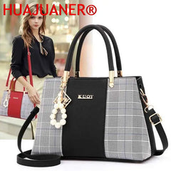 Top-handle splicing Bags Women Shoulder Bag Female Tote with Pendant
