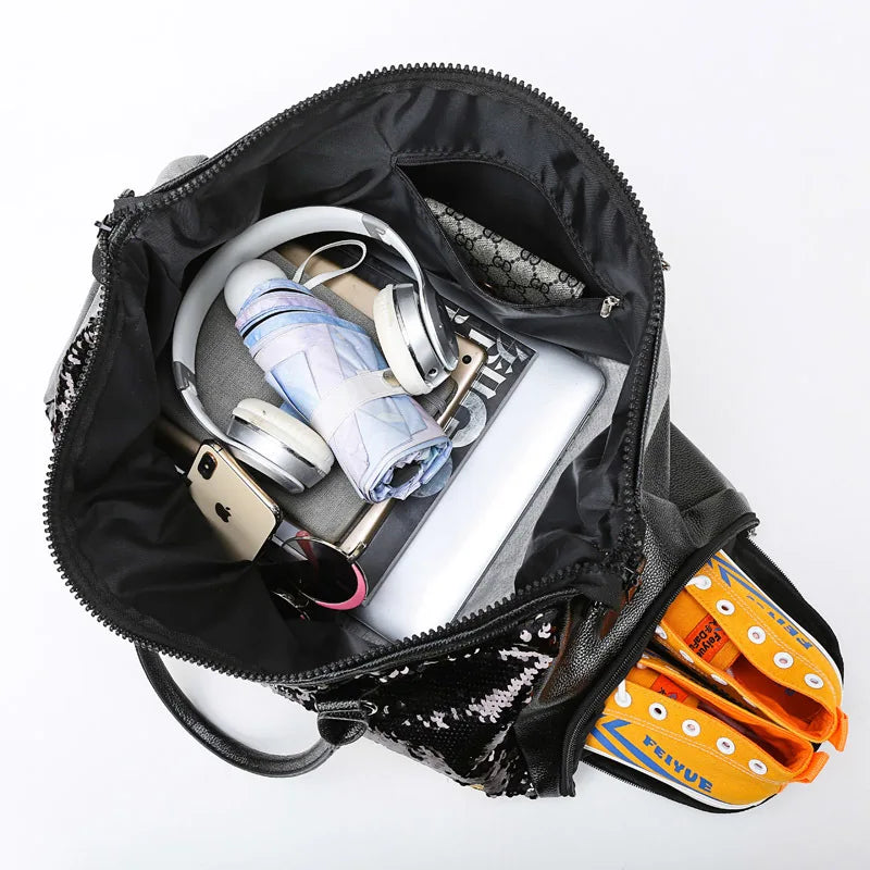 Women's Large Sequin Crossbody Bag Lightweight Fitness Backpack