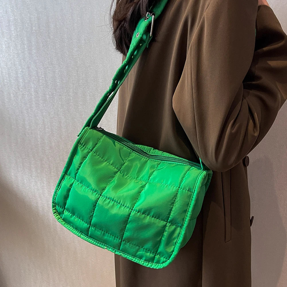 Women's Quilted Handbag Purse Cotton Padded Shoulder Bag