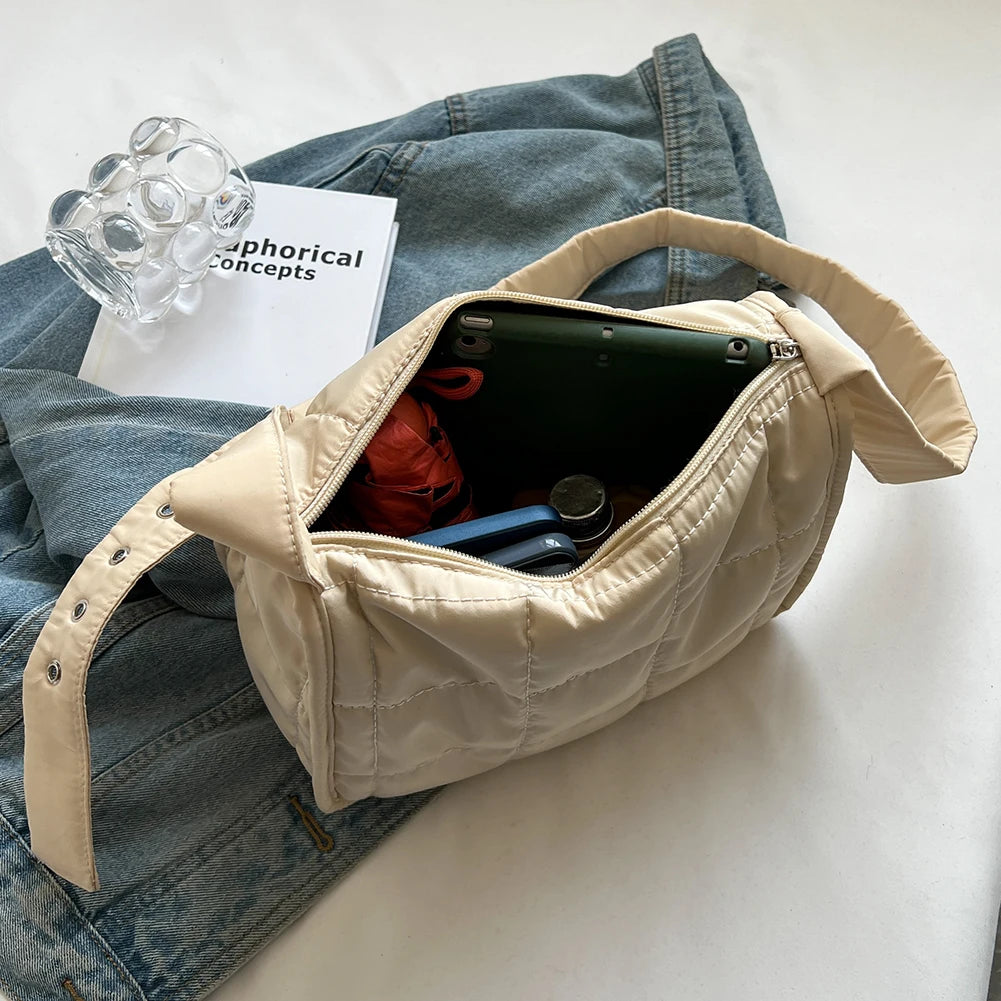 Women's Quilted Handbag Purse Cotton Padded Shoulder Bag