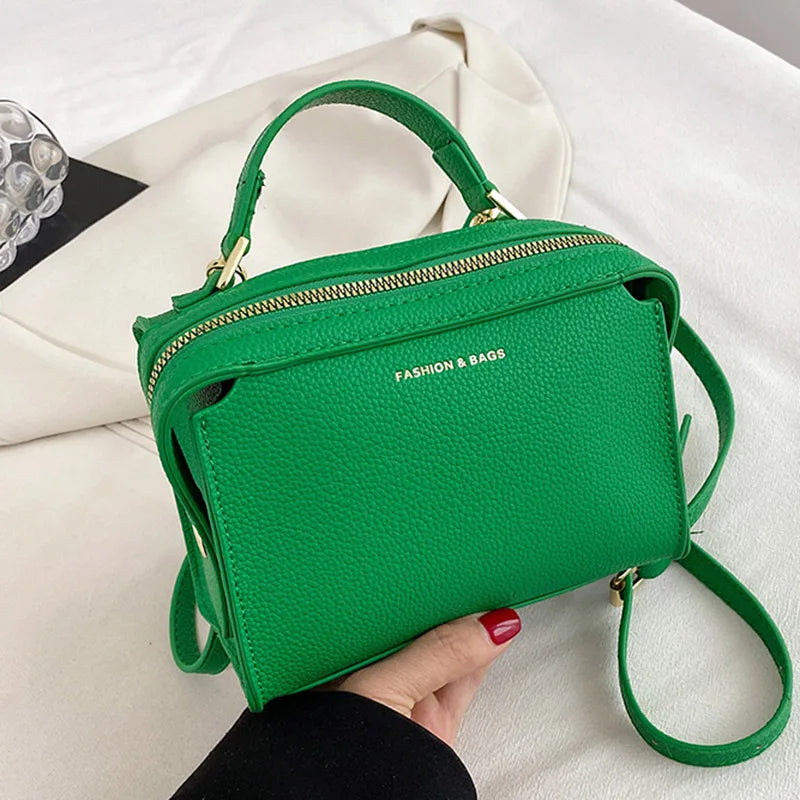 Green PU Leather Handbag Shoulder Crossbody Bags Small Totes