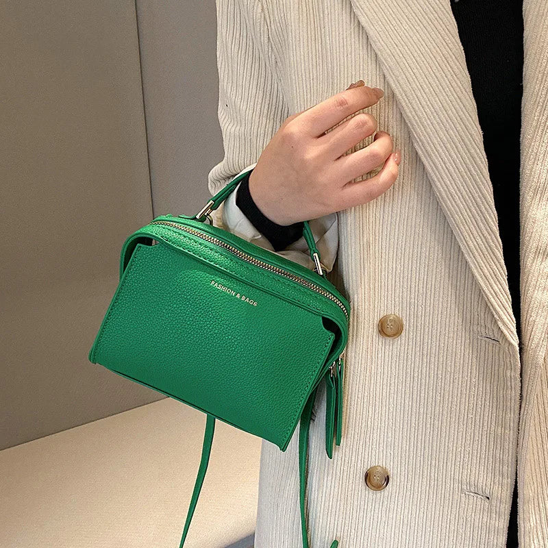 Green PU Leather Handbag Shoulder Crossbody Bags Small Totes