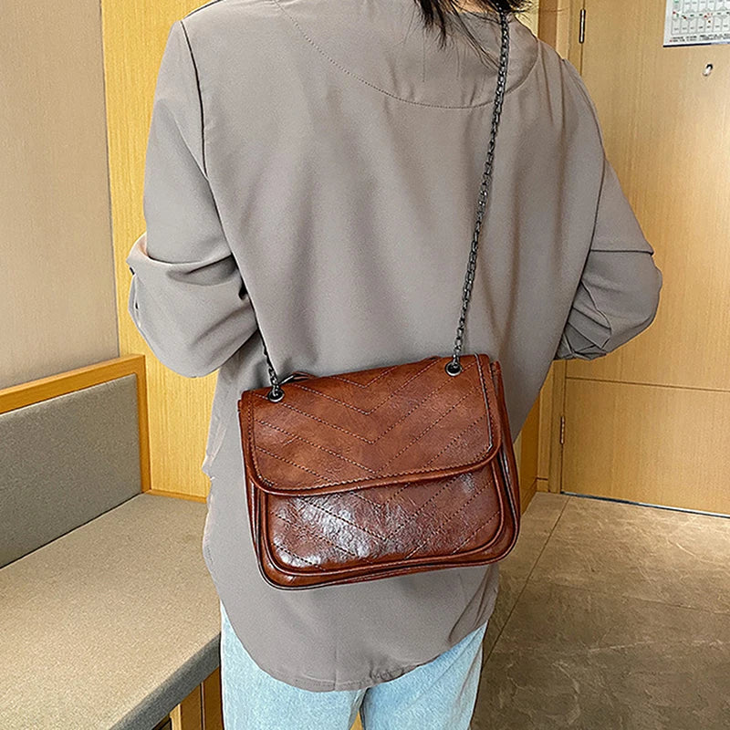 Women Retro PU Crossbody Bag Shoulder Bag Western Style Purses Handbags