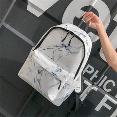 Marbling Canvas Backpack for Teenage Girls | Large Capacity School Bag