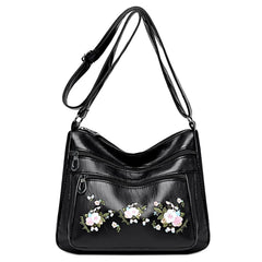 Women Embroidery Flower Crossbody Bag Multi-layer Handba