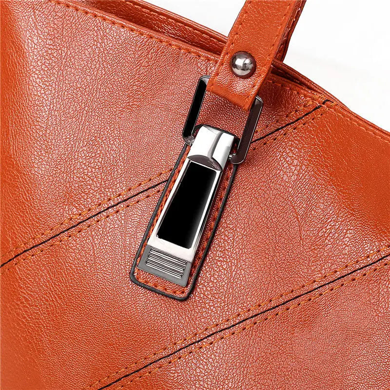 Women Leather Handbags 3 Sets Clutch Shoulder Bags Purse