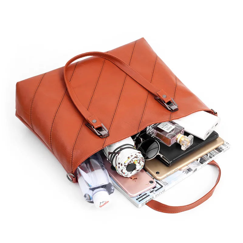 Women Leather Handbags 3 Sets Clutch Shoulder Bags Purse
