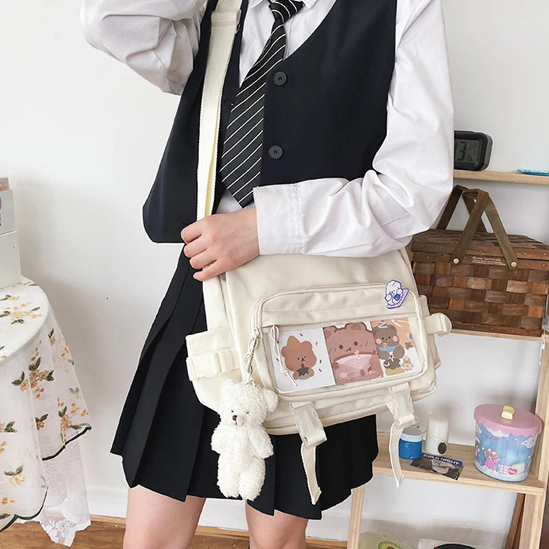 Women's Messenger Style Backpack College Student School Bags