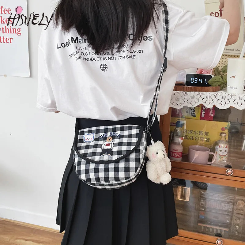 Canvas Print Bear Messenger Bag for Girls