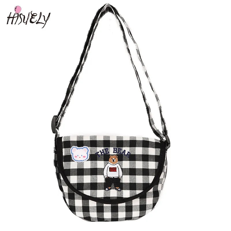 Canvas Print Bear Messenger Bag for Girls