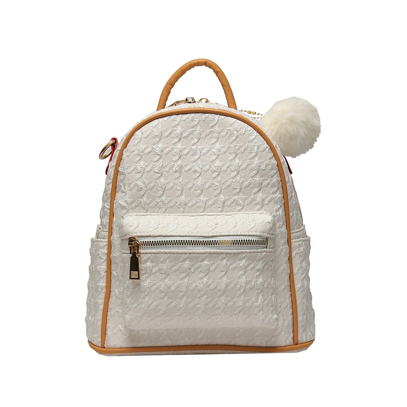 Stylish Mini Ladies Backpack with Hair Ball