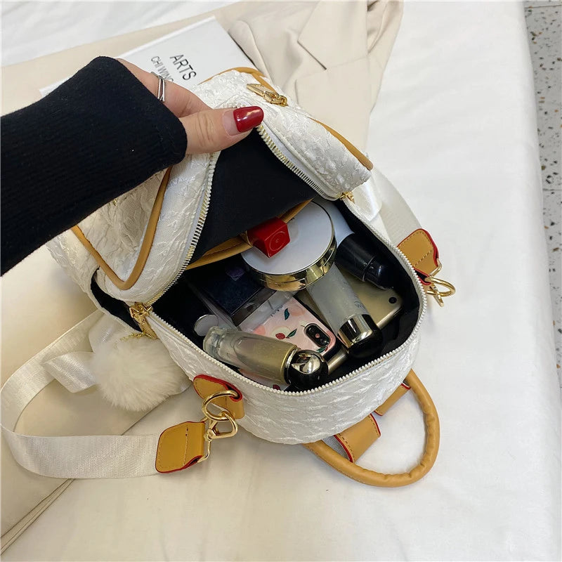 Stylish Mini Ladies Backpack with Hair Ball