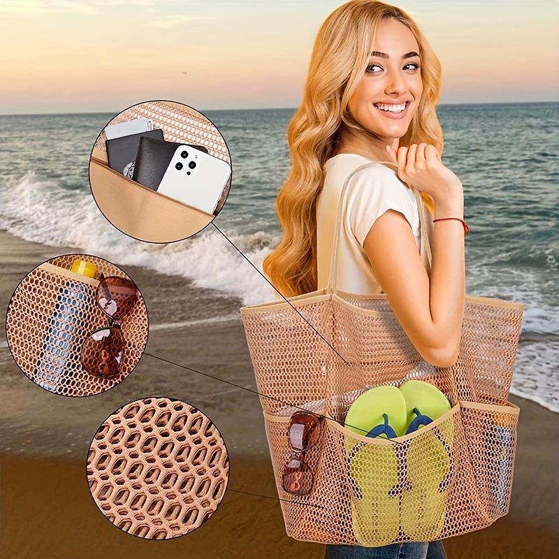Large Capacity Mesh Beach Tote Bag Travel Swimming Storage Toiletry Bag