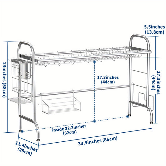 Stainless Steel Large Dish Rack with Utensil Holder