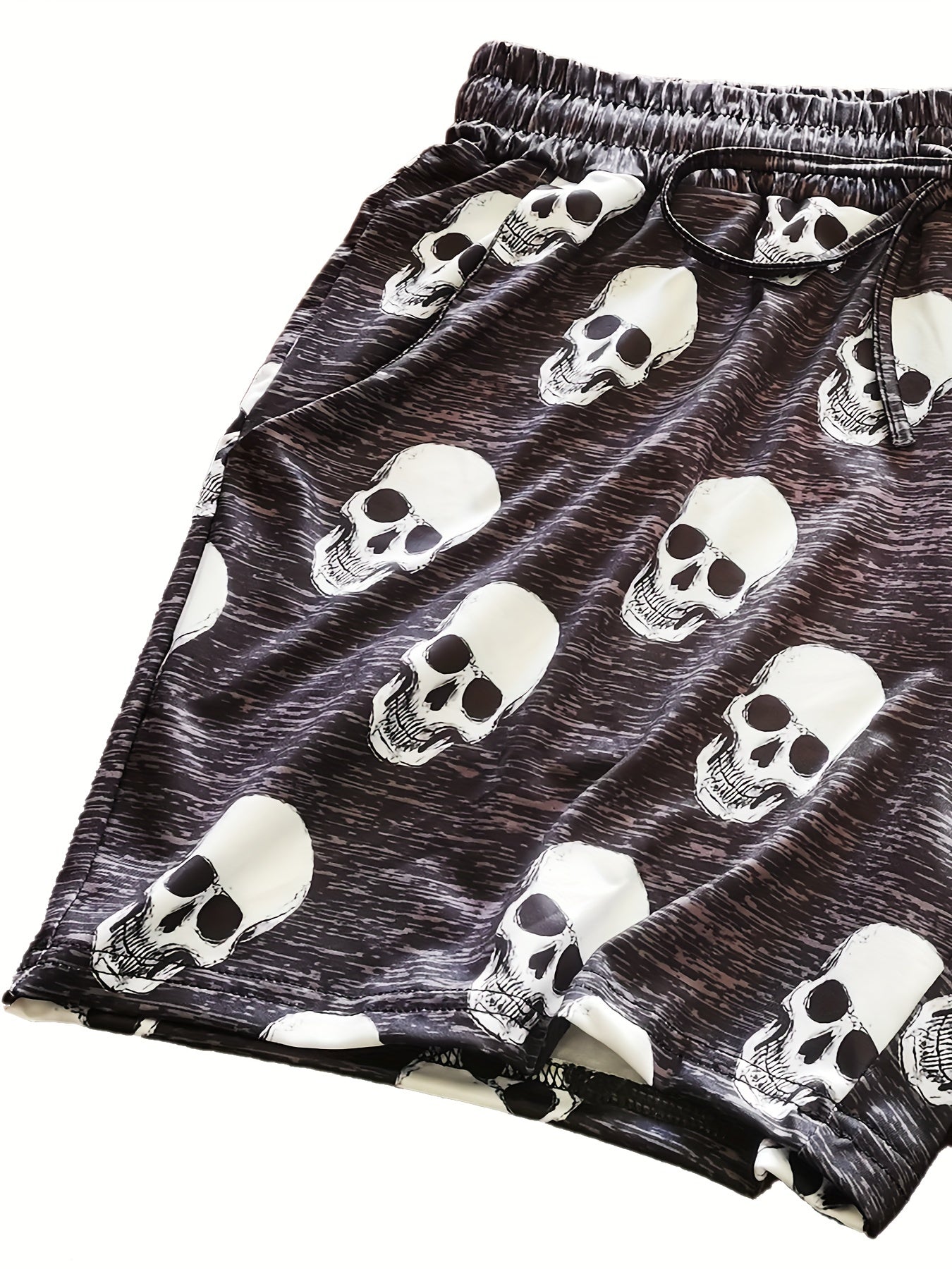  Women's Skull Print Elastic Drawstring Leggings Shorts