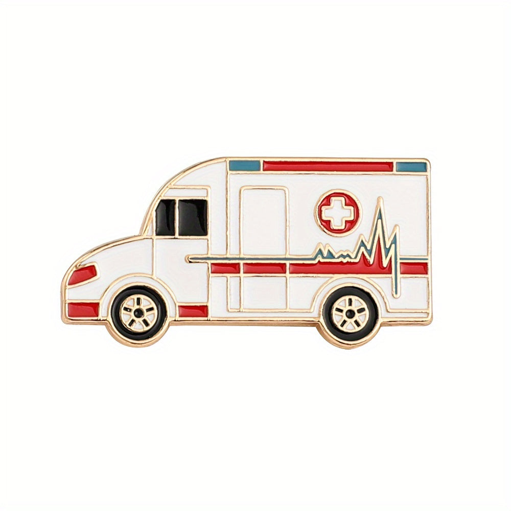 Car Shape Enamel Brooch Pin Ambulance Lapel Pin For Clothes Hat Backpacks