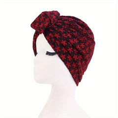 Glitter Flower Jacquard Turban Cap Solid Knotted Hijab Head Wraps