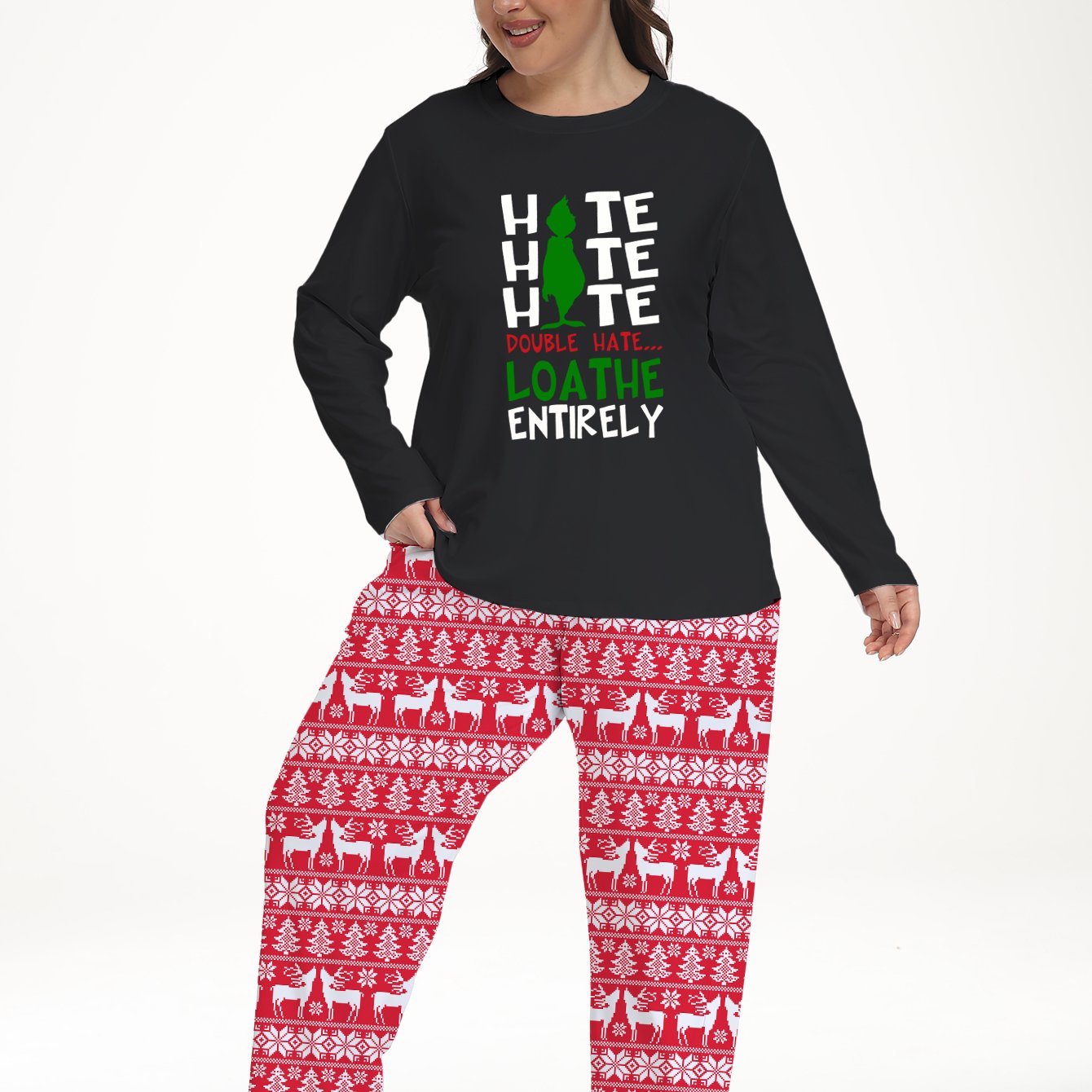  Christmas Casual Pajama Set Long Sleeve Tee & Pants 2 Piece