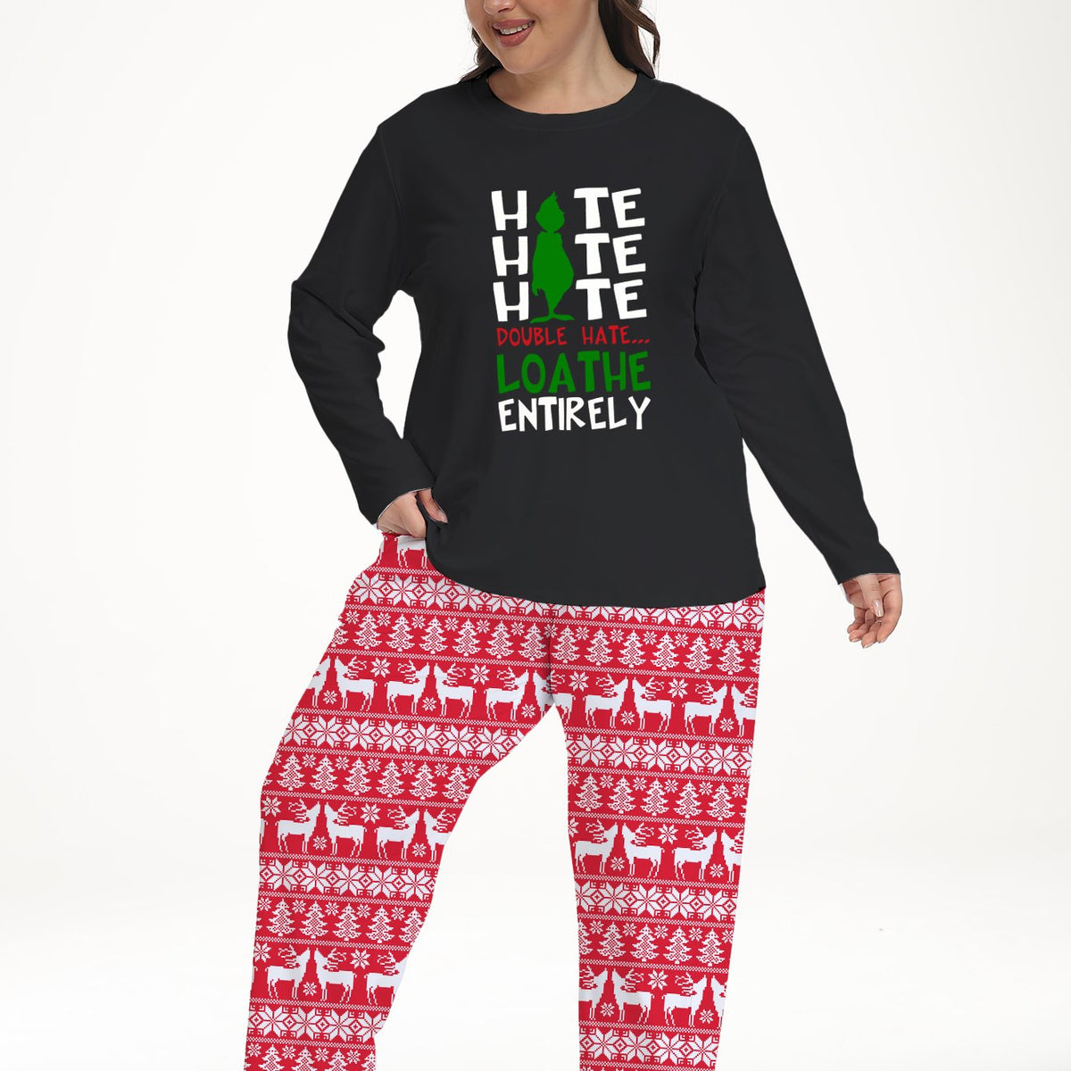  Christmas Casual Pajama Set Long Sleeve Tee & Pants 2 Piece