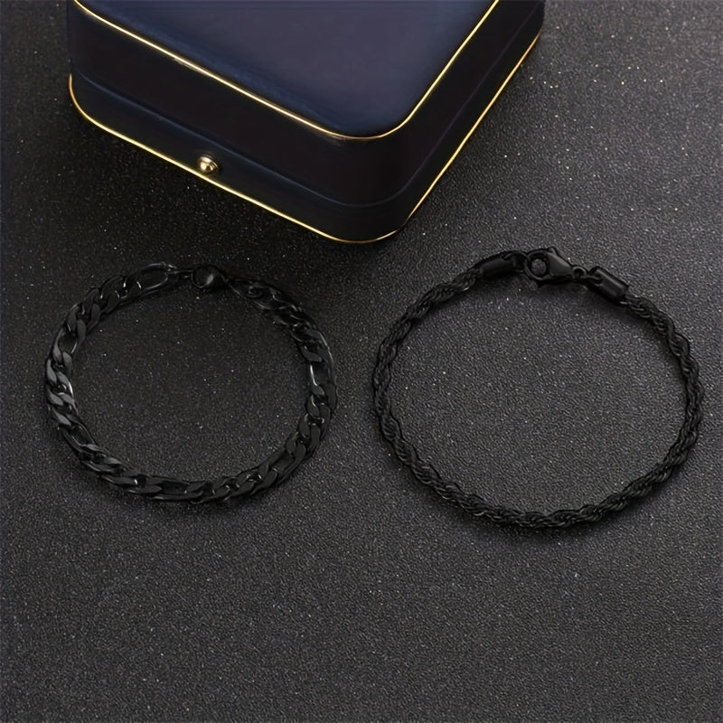 Braided Shape Chain Bracelet Stainless Steel Wristband Men Women