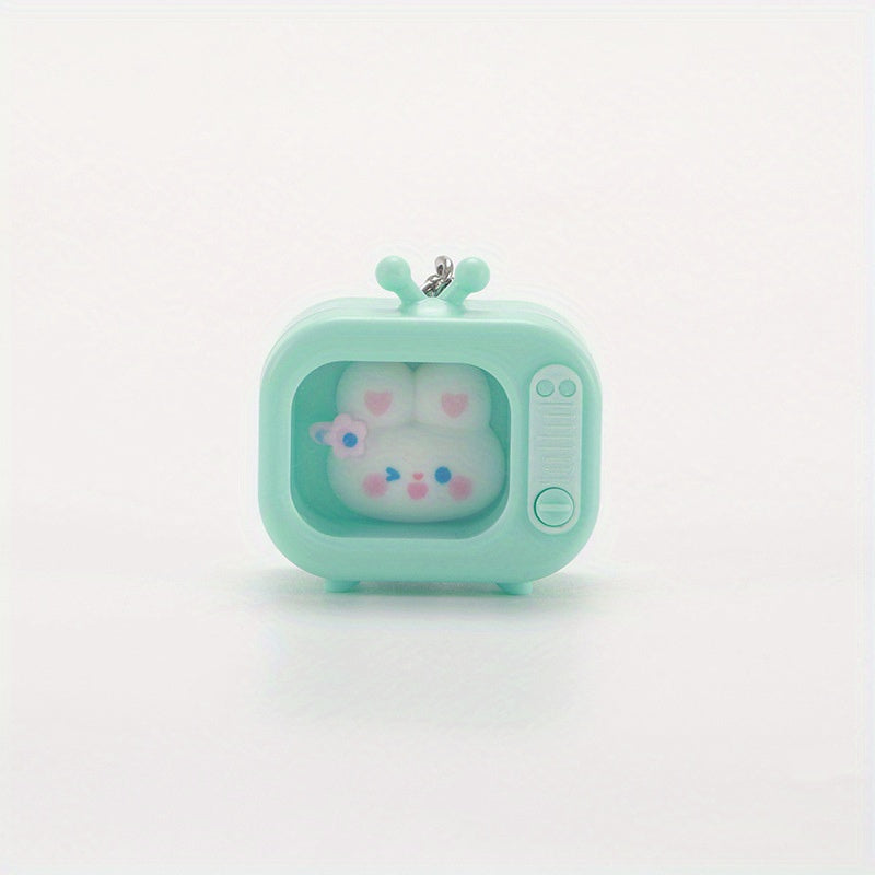 Mini TV Shape LED Cartoon Keychain Ornament for Home and Car