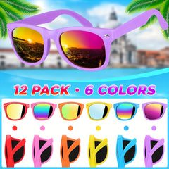 12 Kids' Neon Sunglasses UV400 Protection Pool Party Favors
