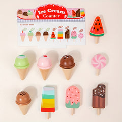Wooden Ice Cream Shop Playset with Play Money