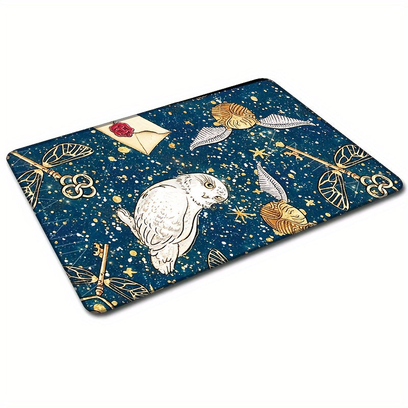 Magic Owl Print Canvas Rubber Mouse Pad for Office Computer