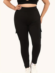  High Rise Skinny Fitness Leggings With Flap Pockets
