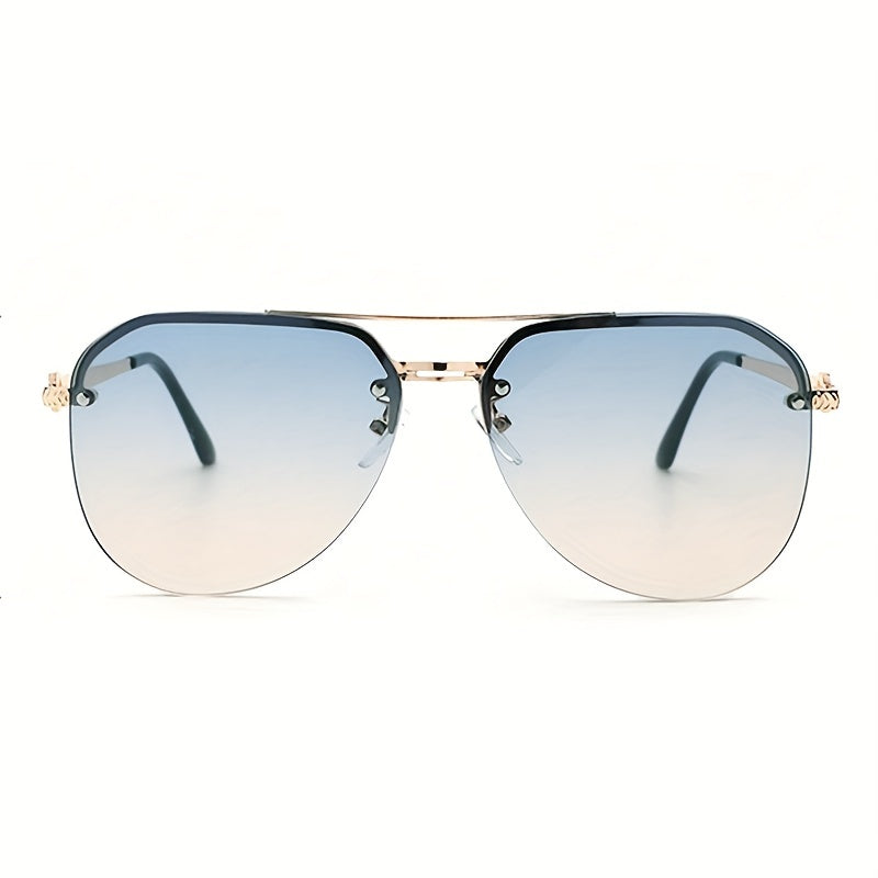 Gradient Metal Round Aviator Sunglasses