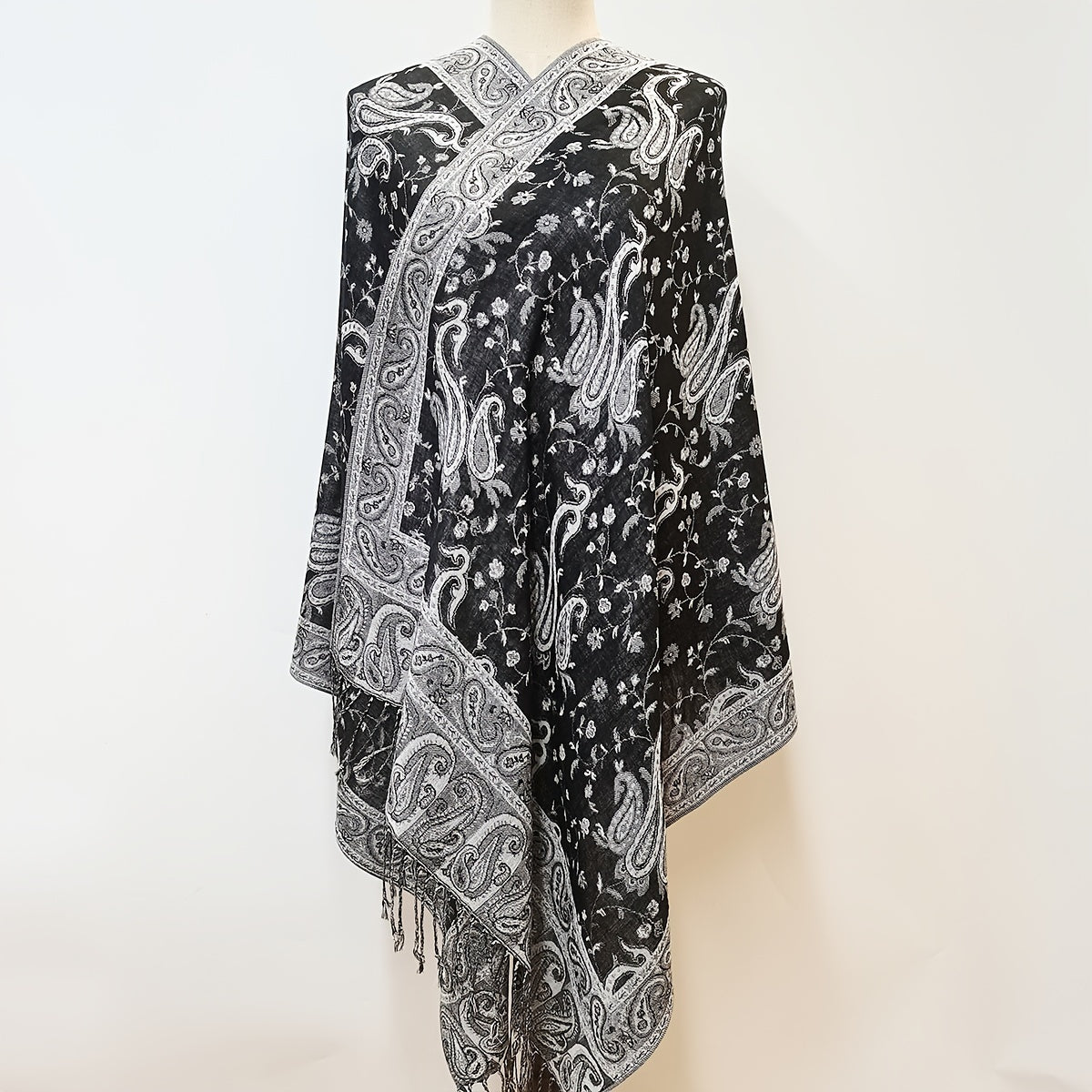 Paisley Print Jacquard Tassel Scarf Windproof Shawl Wrap